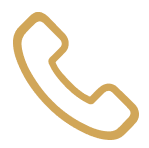 Gold phone receiver icon in a curved shape, typically used to represent call or contact functions in mobile apps and websites.